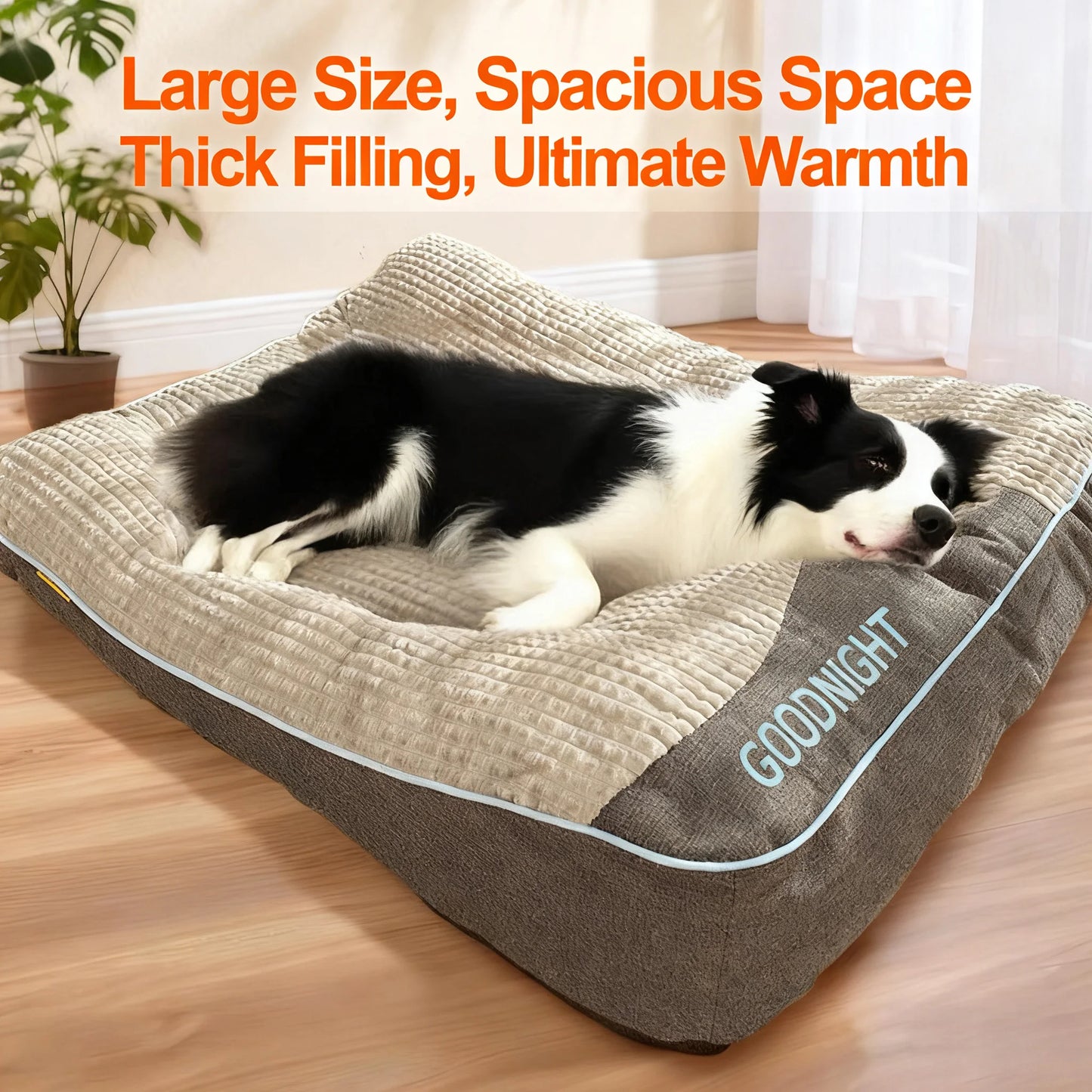 Orthopedic Dog Bed For Large Dogs, Extra Thick Kennel Cushion