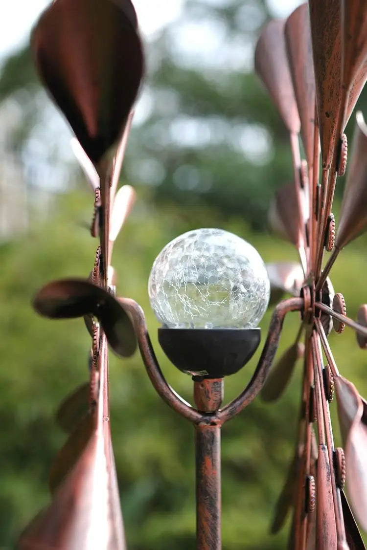 Solar Powered Kinetic Wind Spinner With LED for Patio Garden