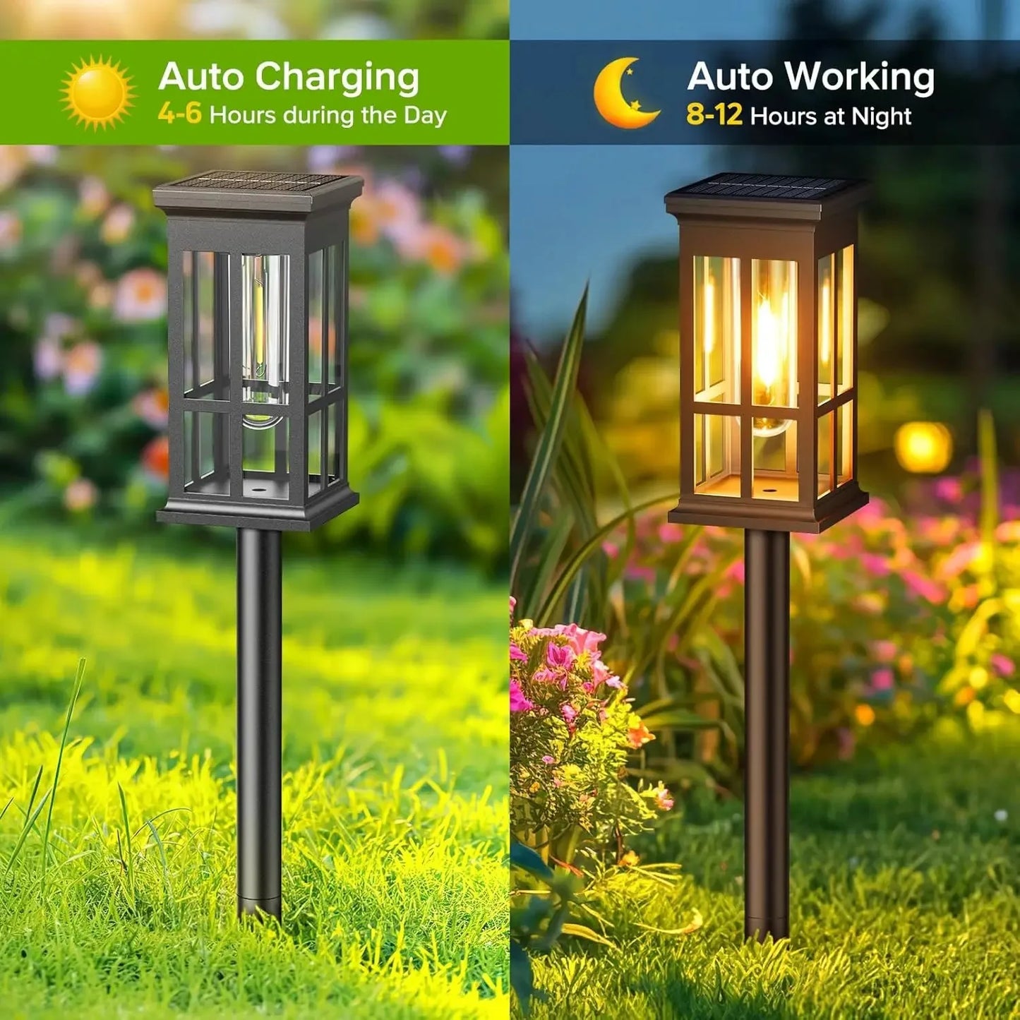 Solar Pathway Light Outdoor LED Lamp IP65 Waterproof Garden Decor