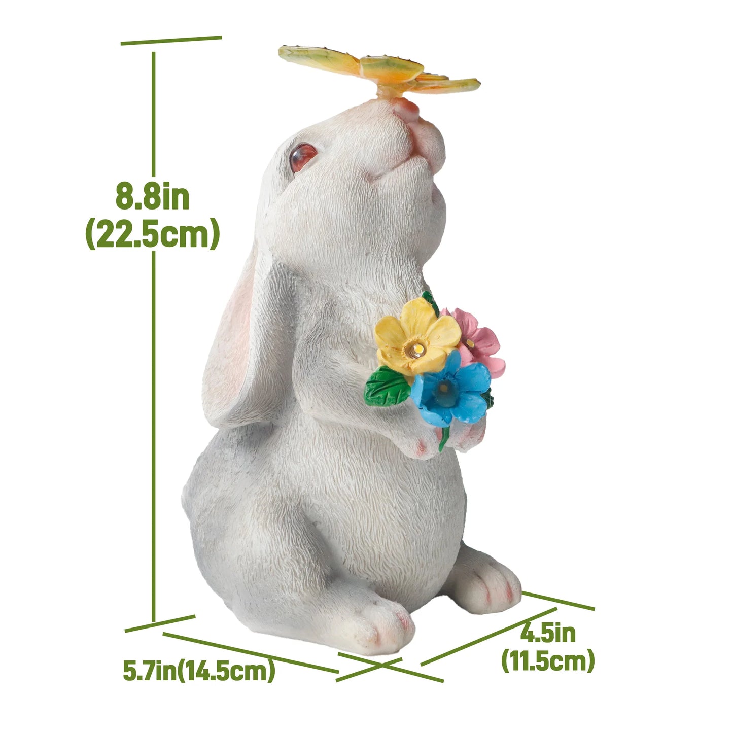 Solar Bunny Light Garden Statue Resin Outdoor Yard Decor