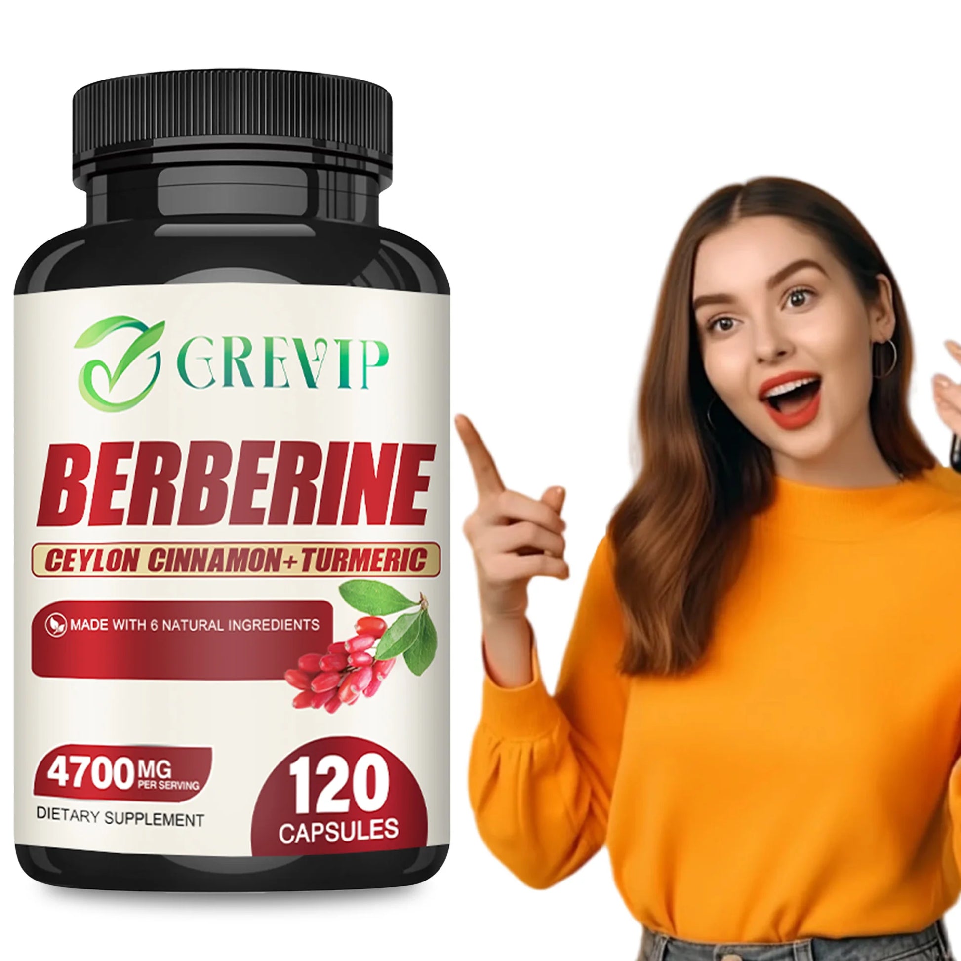 Cozy Decor Market berberine supplement with Ceylon cinnamon and turmeric capsules for digestive health and antioxidants.