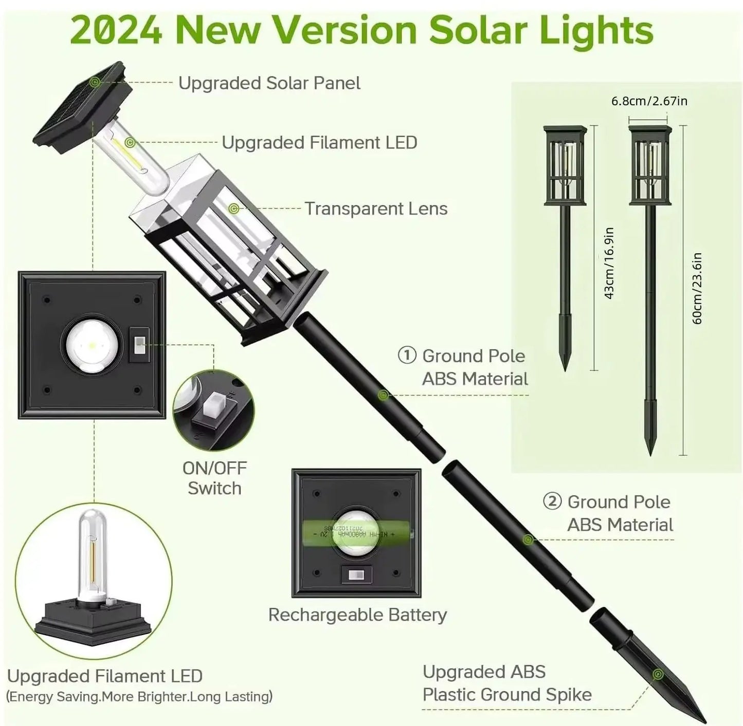 Solar Pathway Light Outdoor LED Lamp IP65 Waterproof Garden Decor