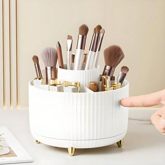 1 Pack 360 Rotating Makeup Organizer Large Capacity Skincare Storage Holder Multi Compartment Cosmetic Display Case for Vanity Bathroom Countertop