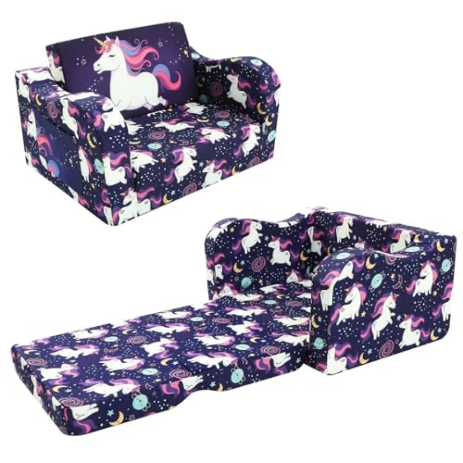 Toddler Couch Fold Out 2-in-1 Convertible Sofa Bed with Soft Corduroy Cover, High-Density Foam Toddler Chair for Ages 1 3, Fold