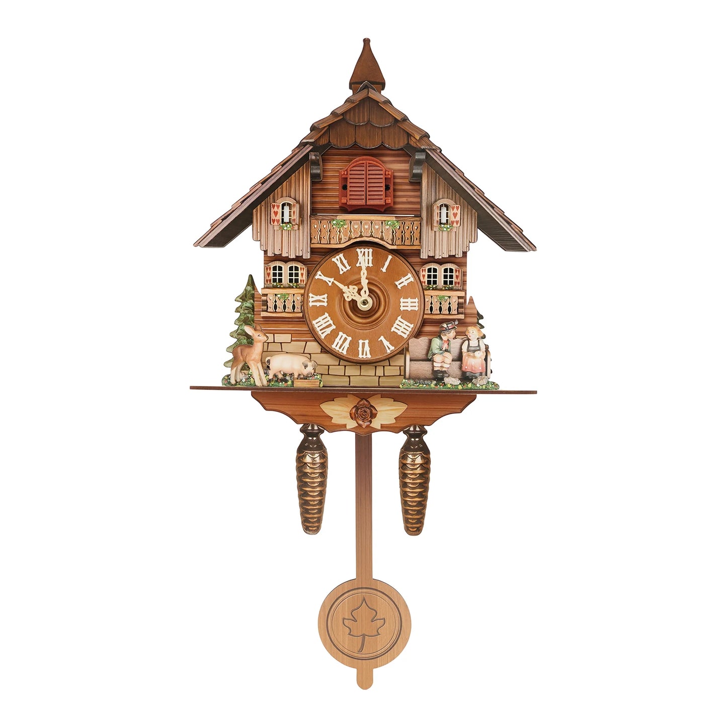 Vintage Cuckoo Wall Clock With Bird Chime Wooden Nordic Decor