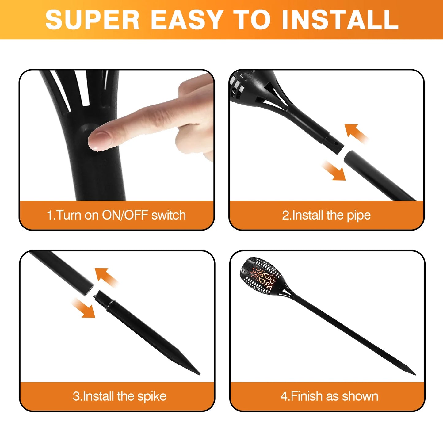 Solar Flame Torch Lights Outdoor Landscape Pathway Garden
