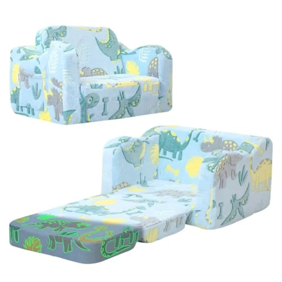 Toddler Couch Fold Out 2-in-1 Convertible Sofa Bed with Soft Corduroy Cover, High-Density Foam Toddler Chair for Ages 1 3, Fold
