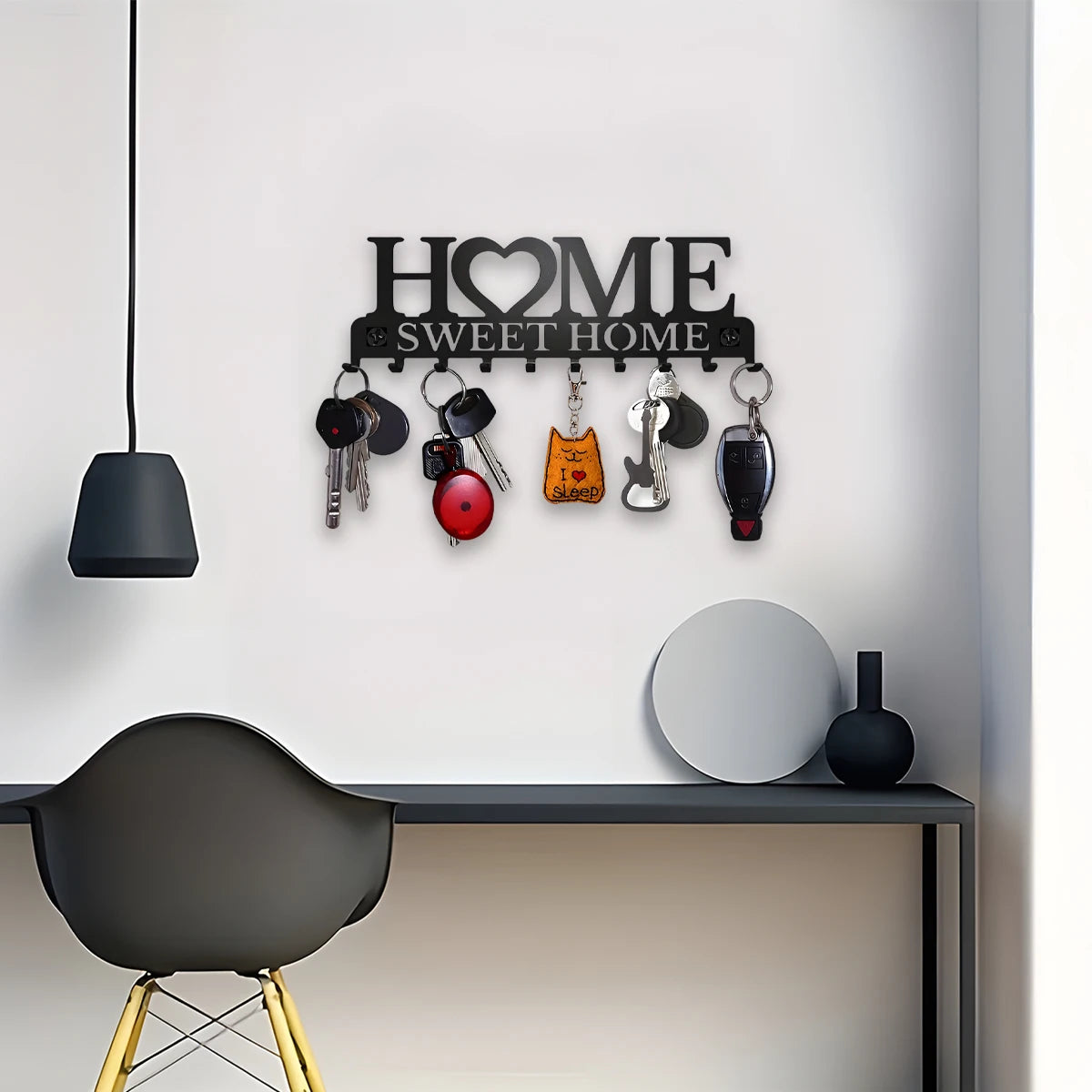 Stainless Steel Key Holder Wall Mount Rack With Ten Hooks