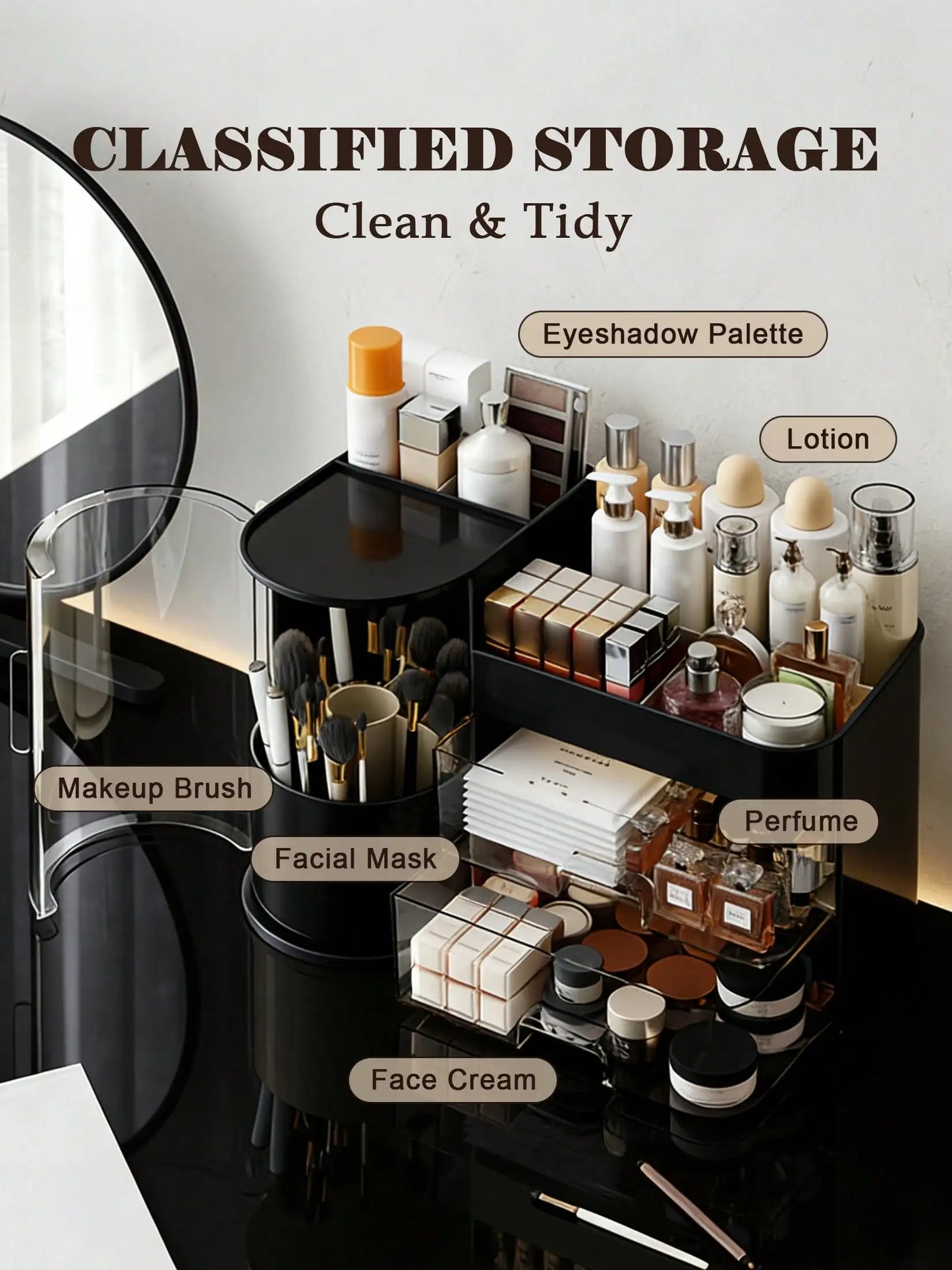 2 Tier Rotating Makeup Organizer Skincare Storage For Bathroom Countertop Cosmetic Holder