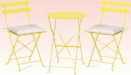 VINGLI Outdoor Folding Bistro Table and Chairs Set of 2 with Cushions for Patio