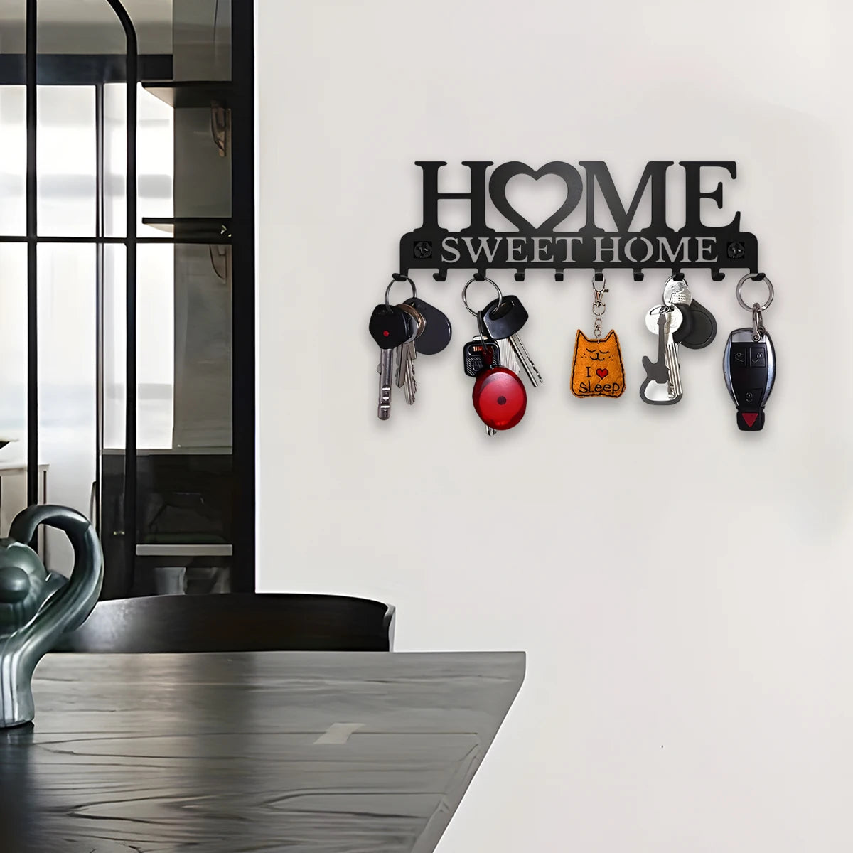 Stainless Steel Key Holder Wall Mount Rack With Ten Hooks