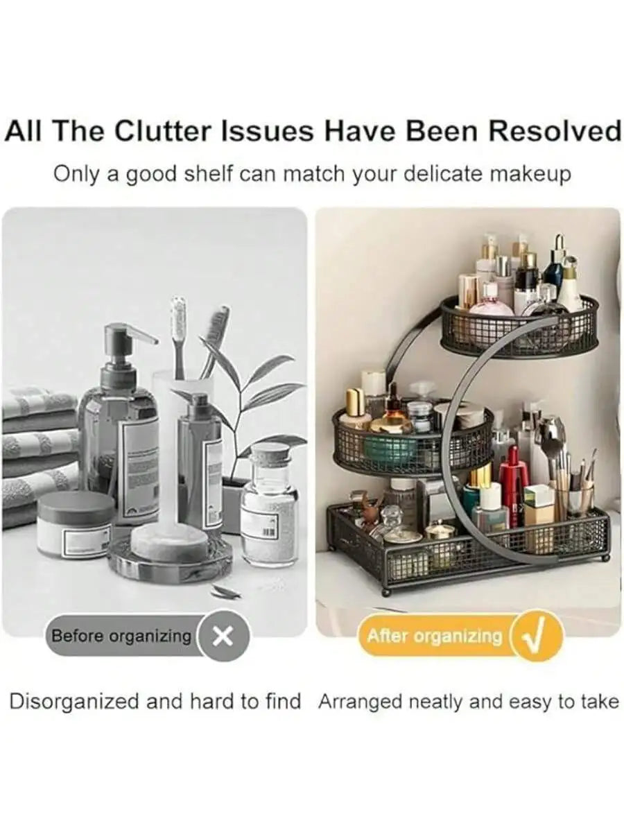 Cosmetics Storage Box Dressing Table Shelf Bathroom Washbasin Rack Tabletop Lipstick Skincare Product Storage Rack Three Layers