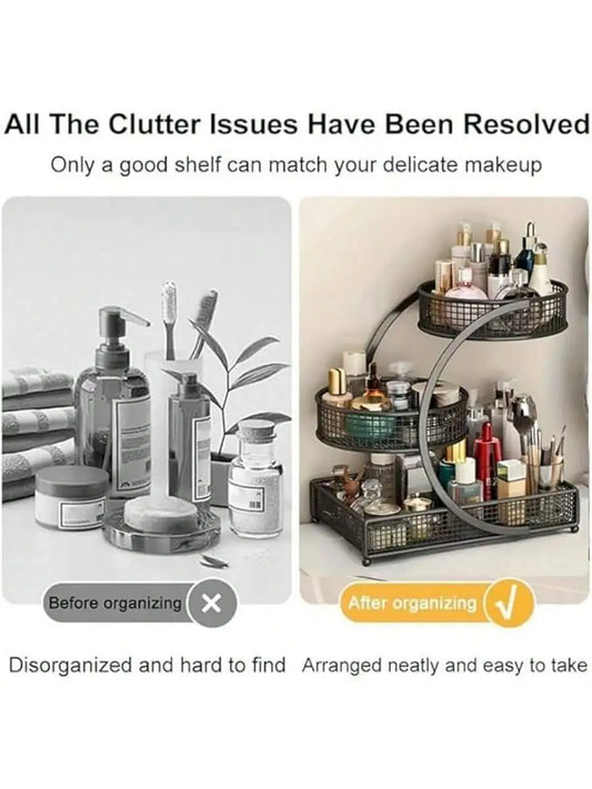 Cosmetics Storage Box Dressing Table Shelf Bathroom Washbasin Rack Tabletop Lipstick Skincare Product Storage Rack Three Layers