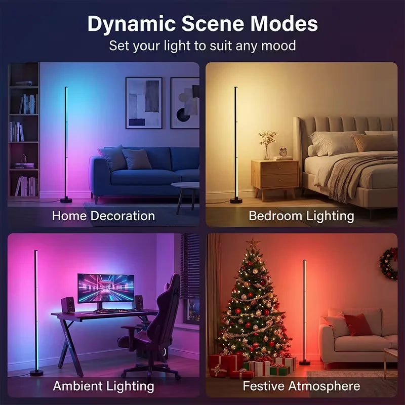 Music Sync RGB LED Floor Lamp Dynamic Color Changing Standing Light Romantic Ambient Light for Weddings, Parties, Hotels, Bedrooms, Gaming Rooms & Football Matches, Ideal Festival Gift