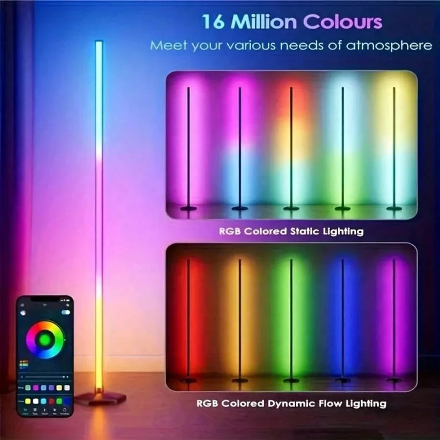 Music Sync RGB LED Floor Lamp Dynamic Color Changing Standing Light Romantic Ambient Light for Weddings, Parties, Hotels, Bedrooms, Gaming Rooms & Football Matches, Ideal Festival Gift