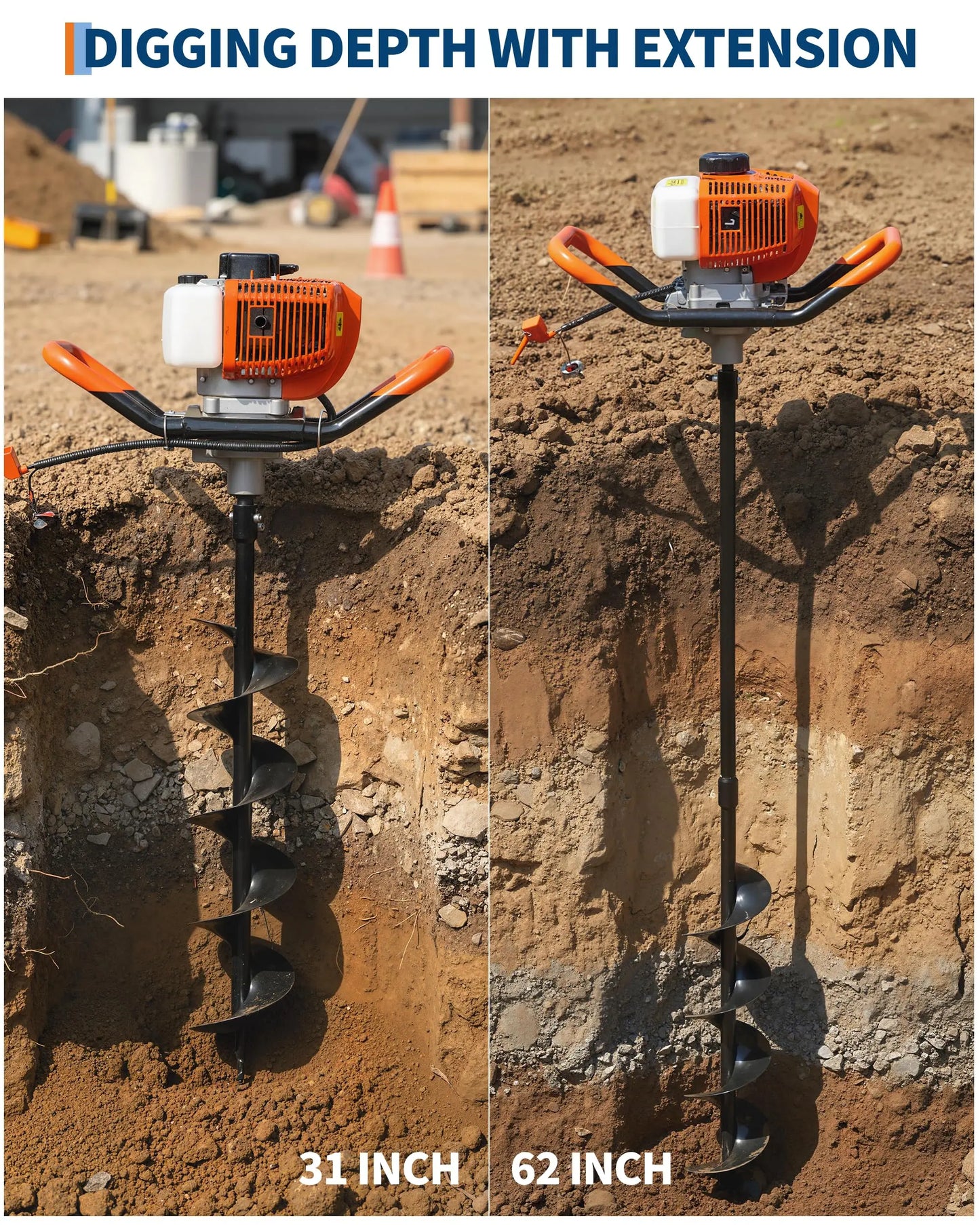 HiMISS Gas Powered Earth Auger Post Hole Digger With Bits