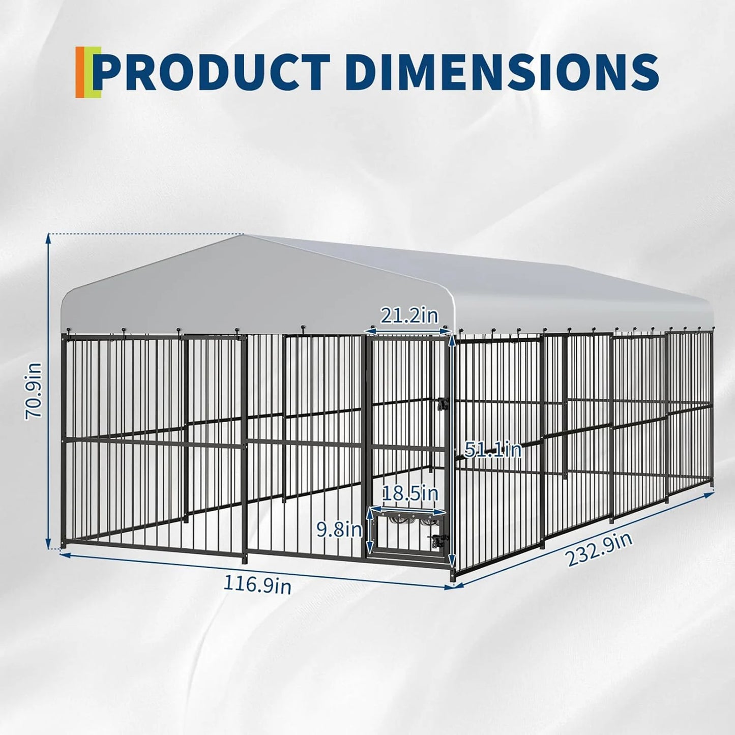 HiMISS Heavy Duty Outdoor Dog Kennel With Waterproof Cover And Feeding Door