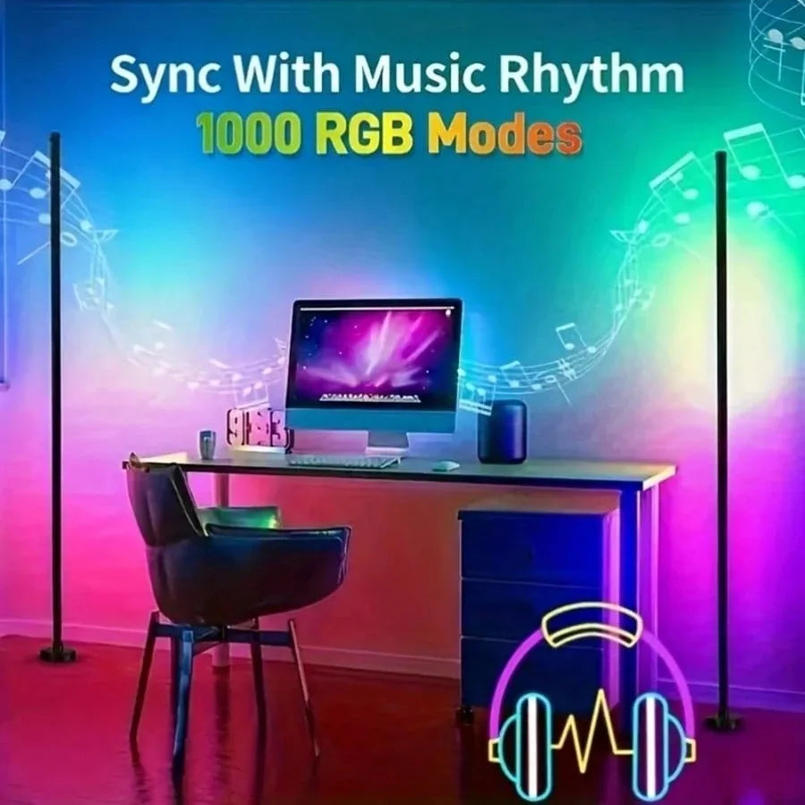 Music Sync RGB LED Floor Lamp Dynamic Color Changing Standing Light Romantic Ambient Light for Weddings, Parties, Hotels, Bedrooms, Gaming Rooms & Football Matches, Ideal Festival Gift