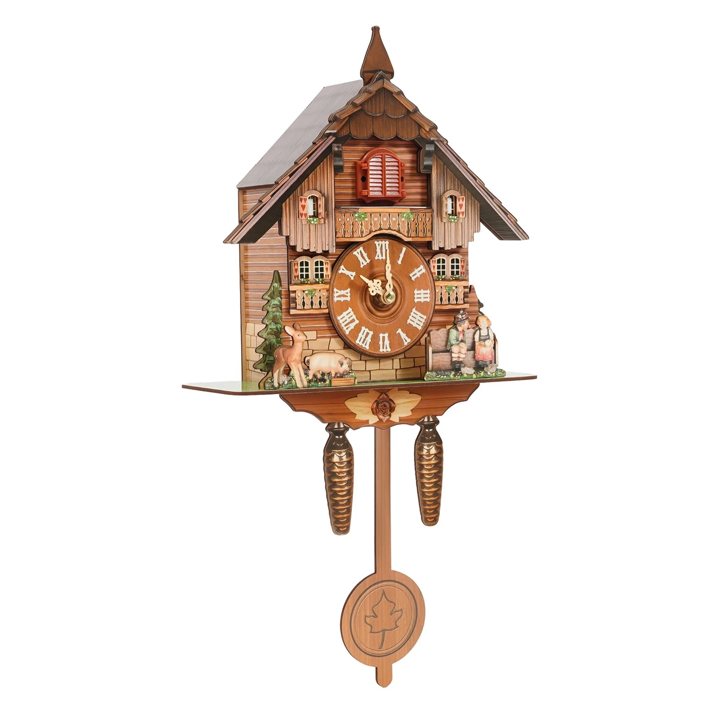 Vintage Cuckoo Wall Clock With Bird Chime Wooden Nordic Decor