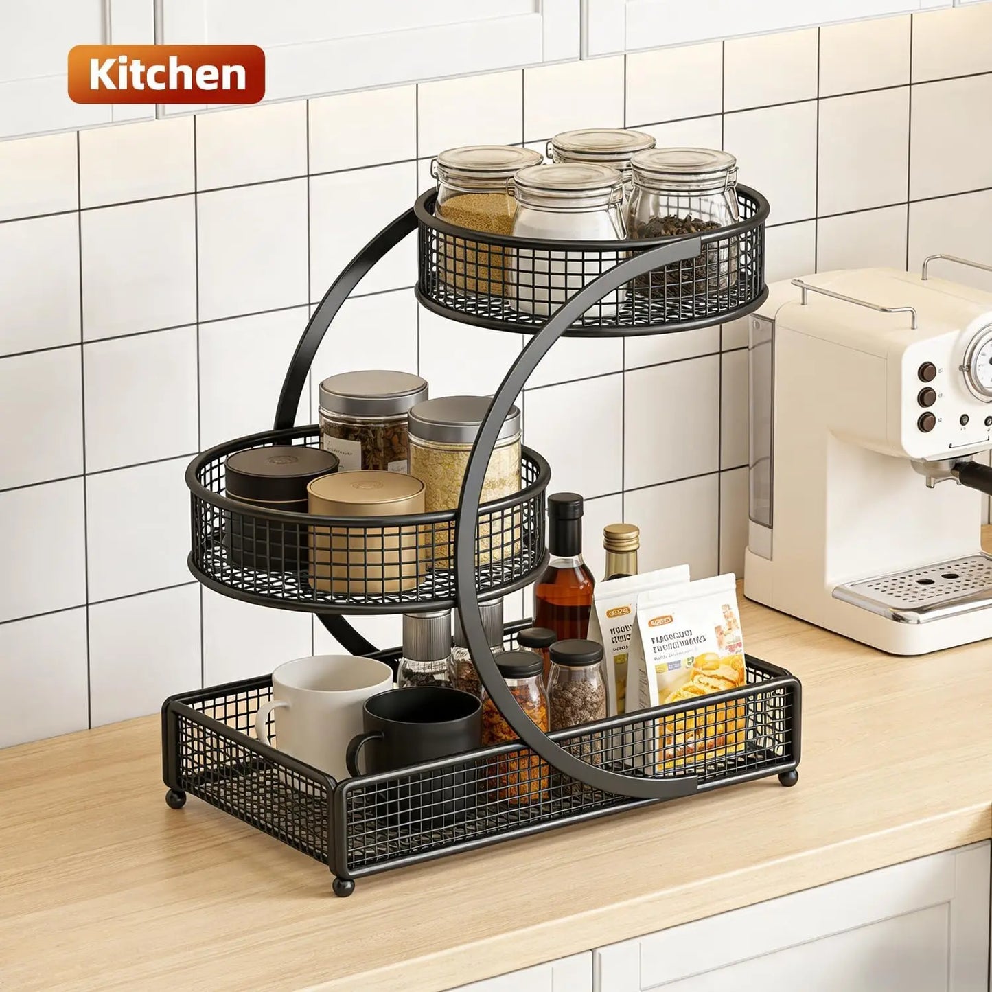 3 Layer Extra Large Cosmetic Storage Rack Polished Metal No Assembly Required for Bathroom Countertop Dressing Table Vanity