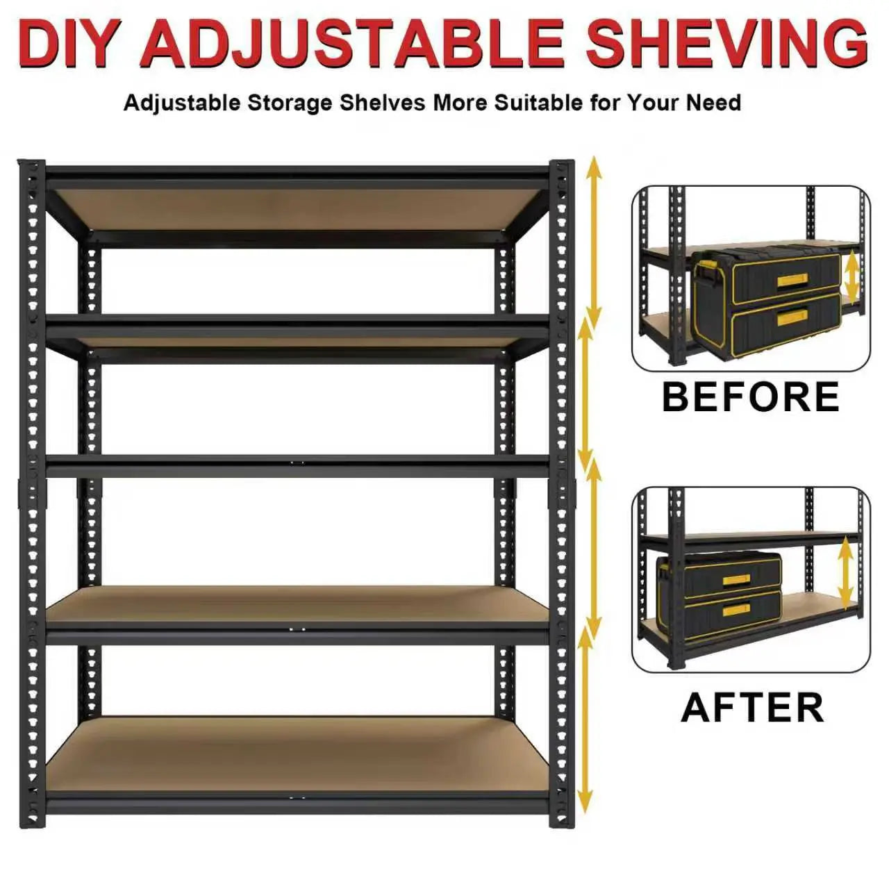 Sturdy Metal Storage Racks With Adjustable Shelves for Garages