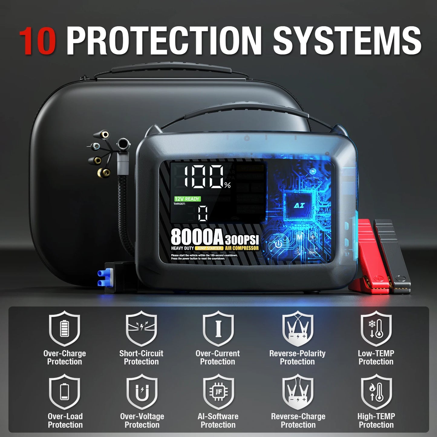 AdoreTrip 8000A Heavy Duty Jump Starter With Air Pump