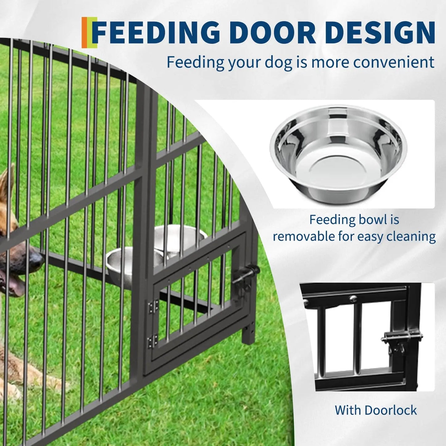 HiMISS Heavy Duty Outdoor Dog Kennel With Waterproof Cover And Feeding Door
