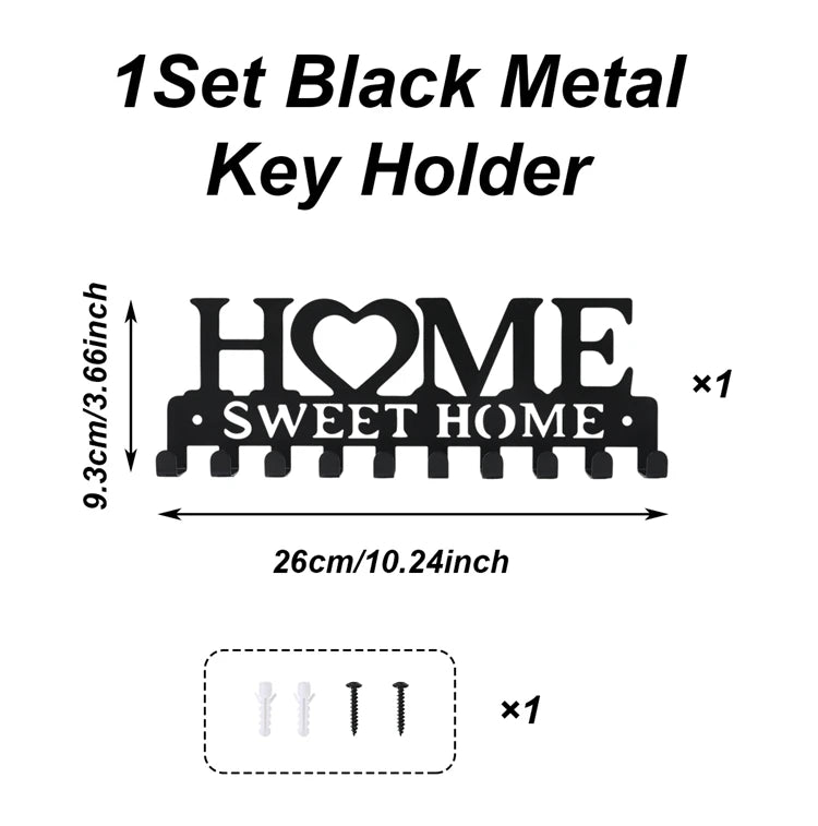 Stainless Steel Key Holder Wall Mount Rack With Ten Hooks