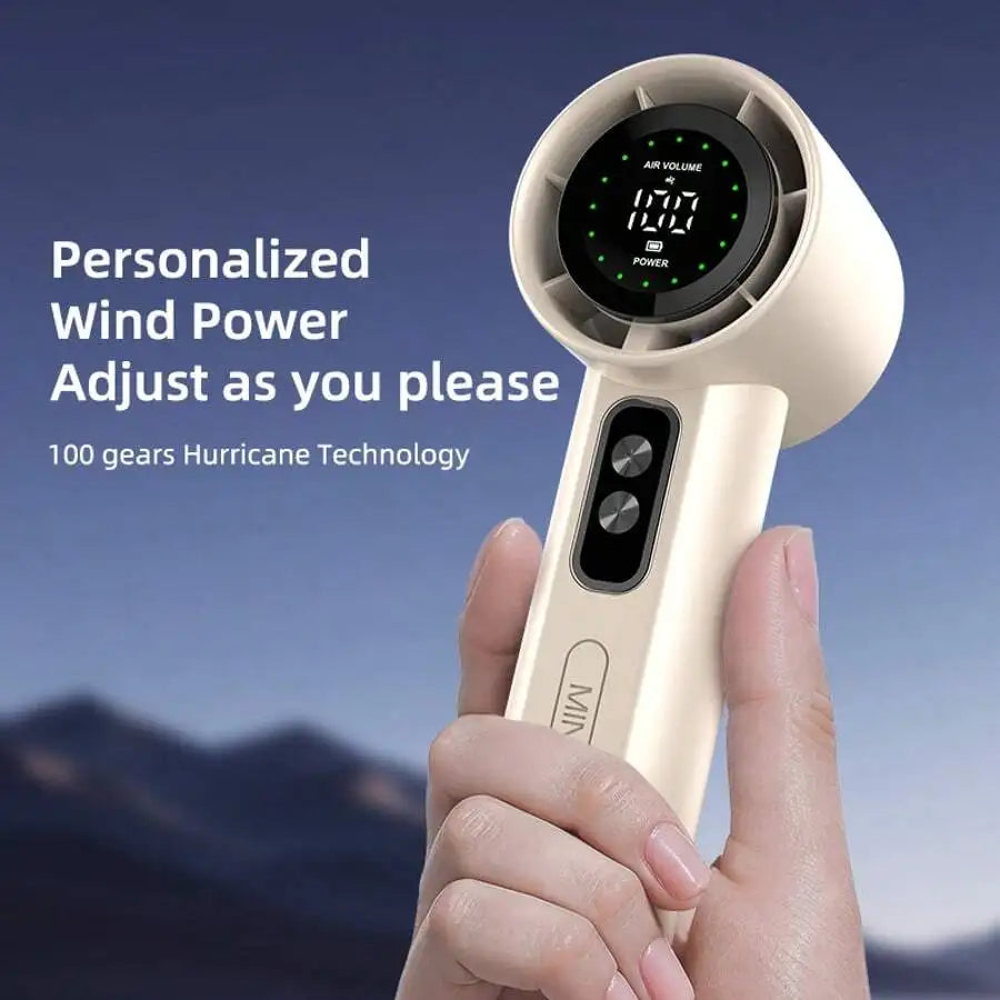 Portable Handheld Bladeless Fan With LED Display Rechargeable USB Personal Fan For Travel Outdoor