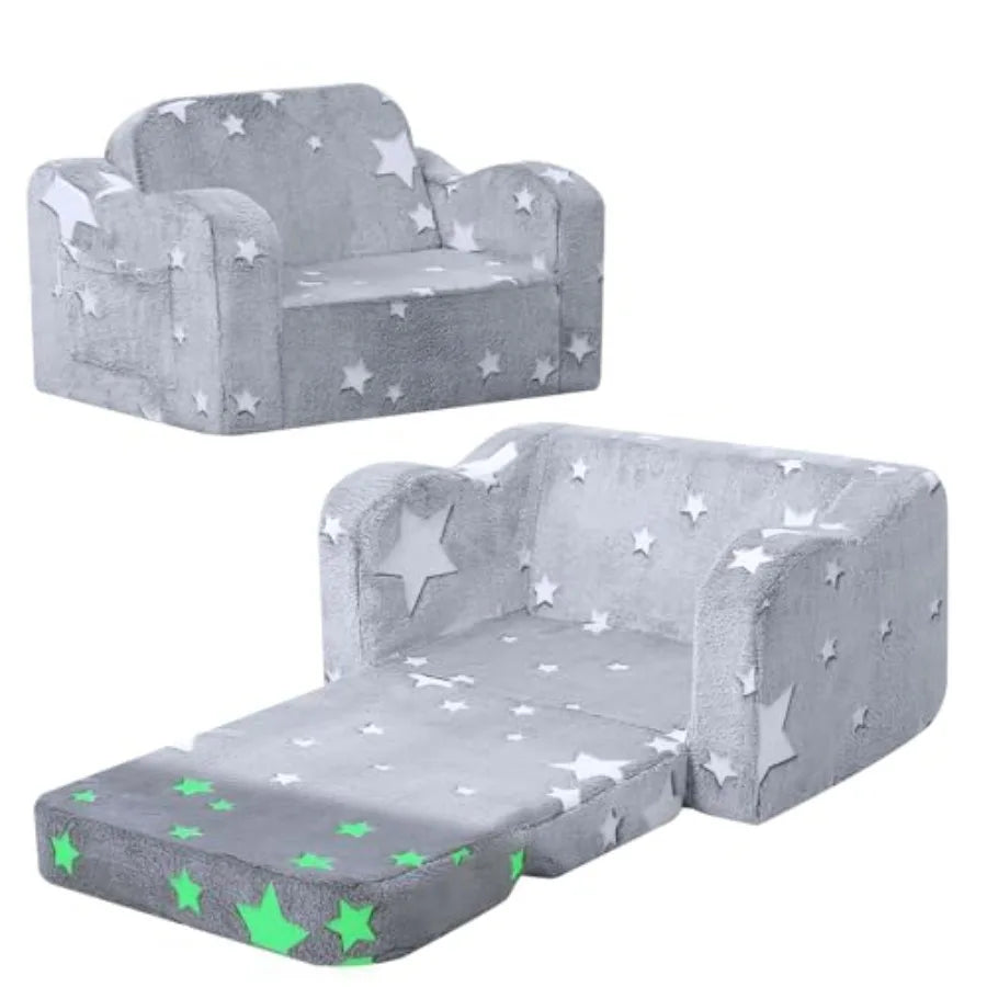 Toddler Couch Fold Out 2-in-1 Convertible Sofa Bed with Soft Corduroy Cover, High-Density Foam Toddler Chair for Ages 1 3, Fold
