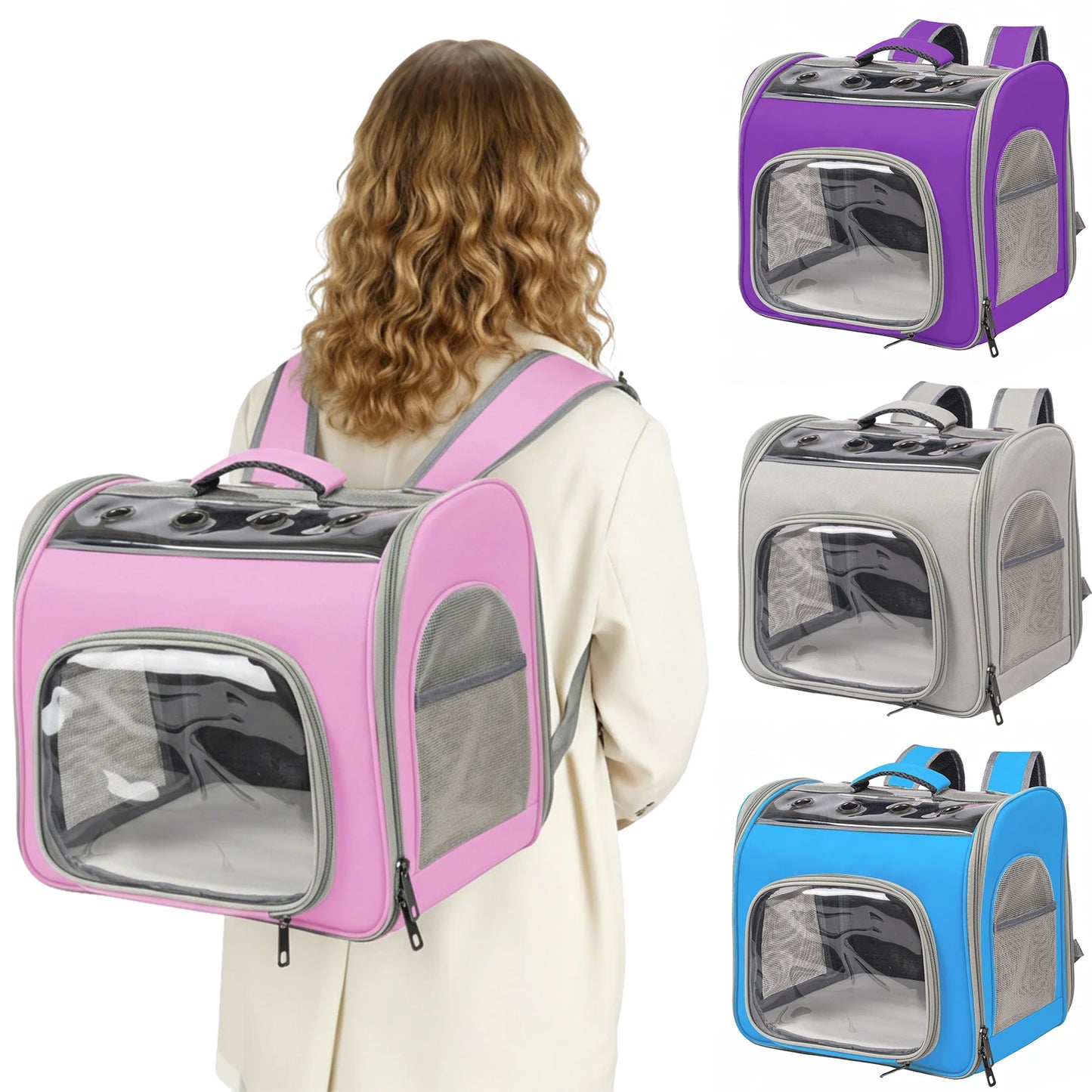 Foldable Breathable Cat Backpack With Front Opening And Mesh Window