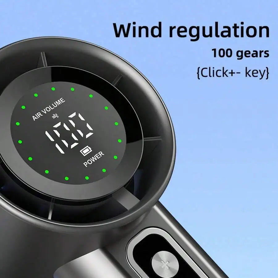 Portable Handheld Bladeless Fan With LED Display Rechargeable USB Personal Fan For Travel Outdoor