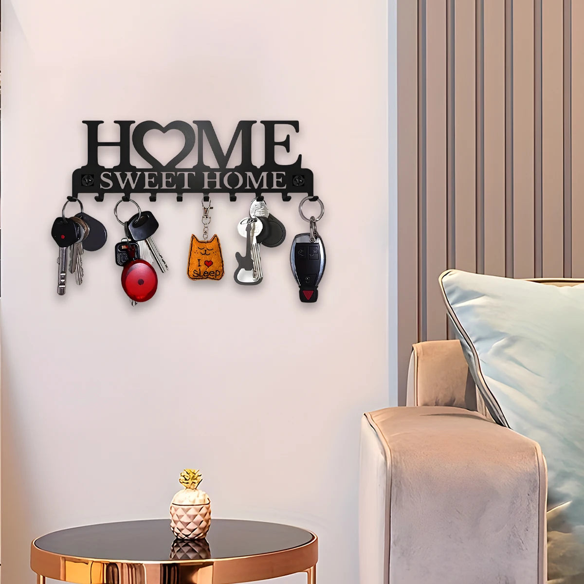 Stainless Steel Key Holder Wall Mount Rack With Ten Hooks