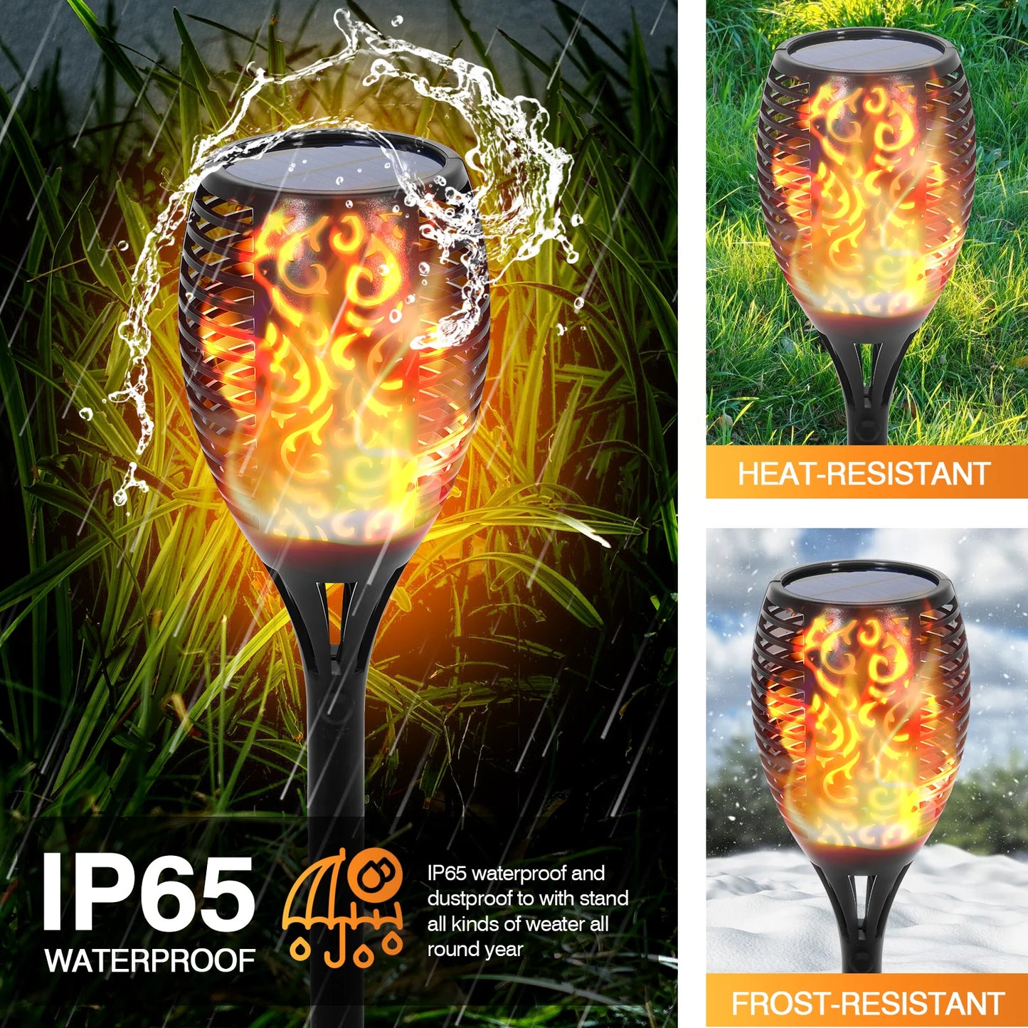 Solar Flame Torch Lights Outdoor Landscape Pathway Garden