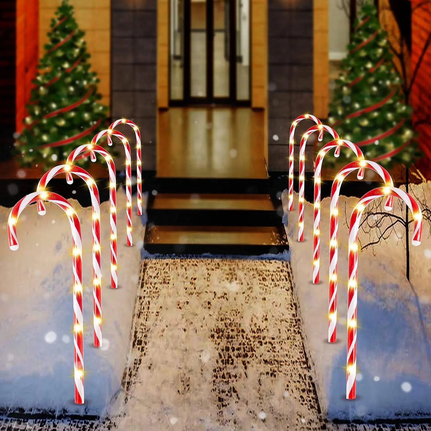 Joyfy Christmas Candy Cane Pathway Lights 12 Pack Warm White