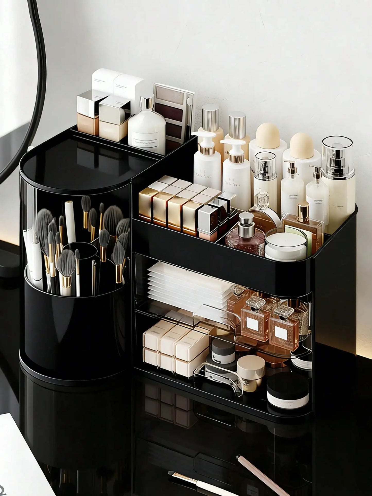 2 Tier Rotating Makeup Organizer Skincare Storage For Bathroom Countertop Cosmetic Holder