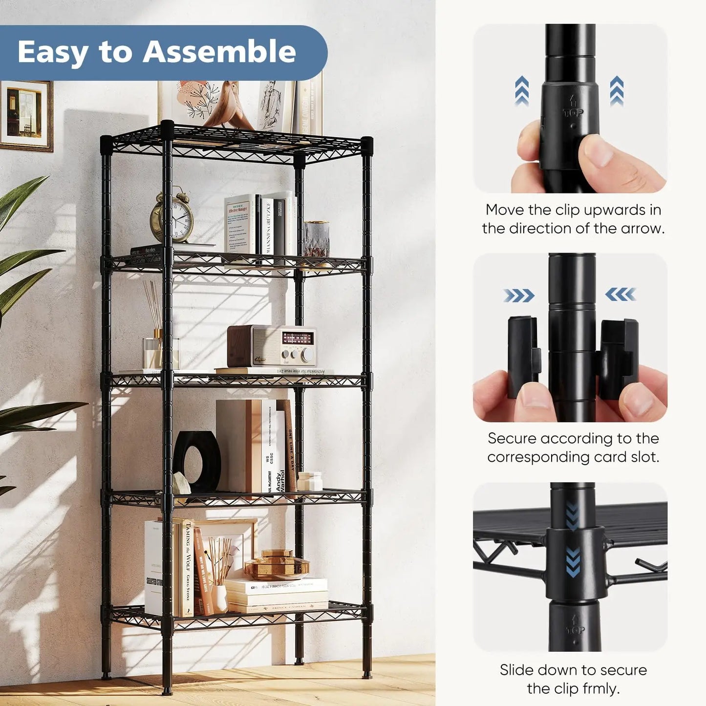 JHK Metal Wire Storage Shelves Adjustable Racks For Home Kitchen