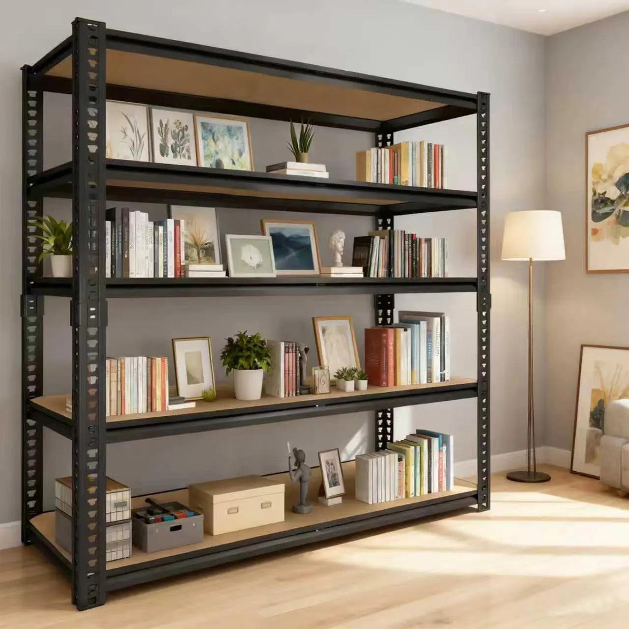 Sturdy Metal Storage Racks With Adjustable Shelves for Garages