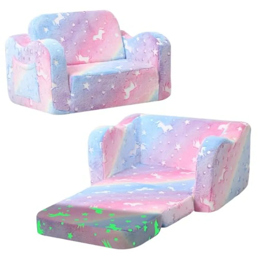 Toddler Couch Fold Out 2-in-1 Convertible Sofa Bed with Soft Corduroy Cover, High-Density Foam Toddler Chair for Ages 1 3, Fold