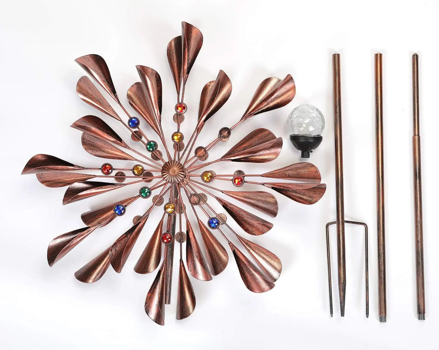 Solar Powered Kinetic Wind Spinner With LED for Patio Garden