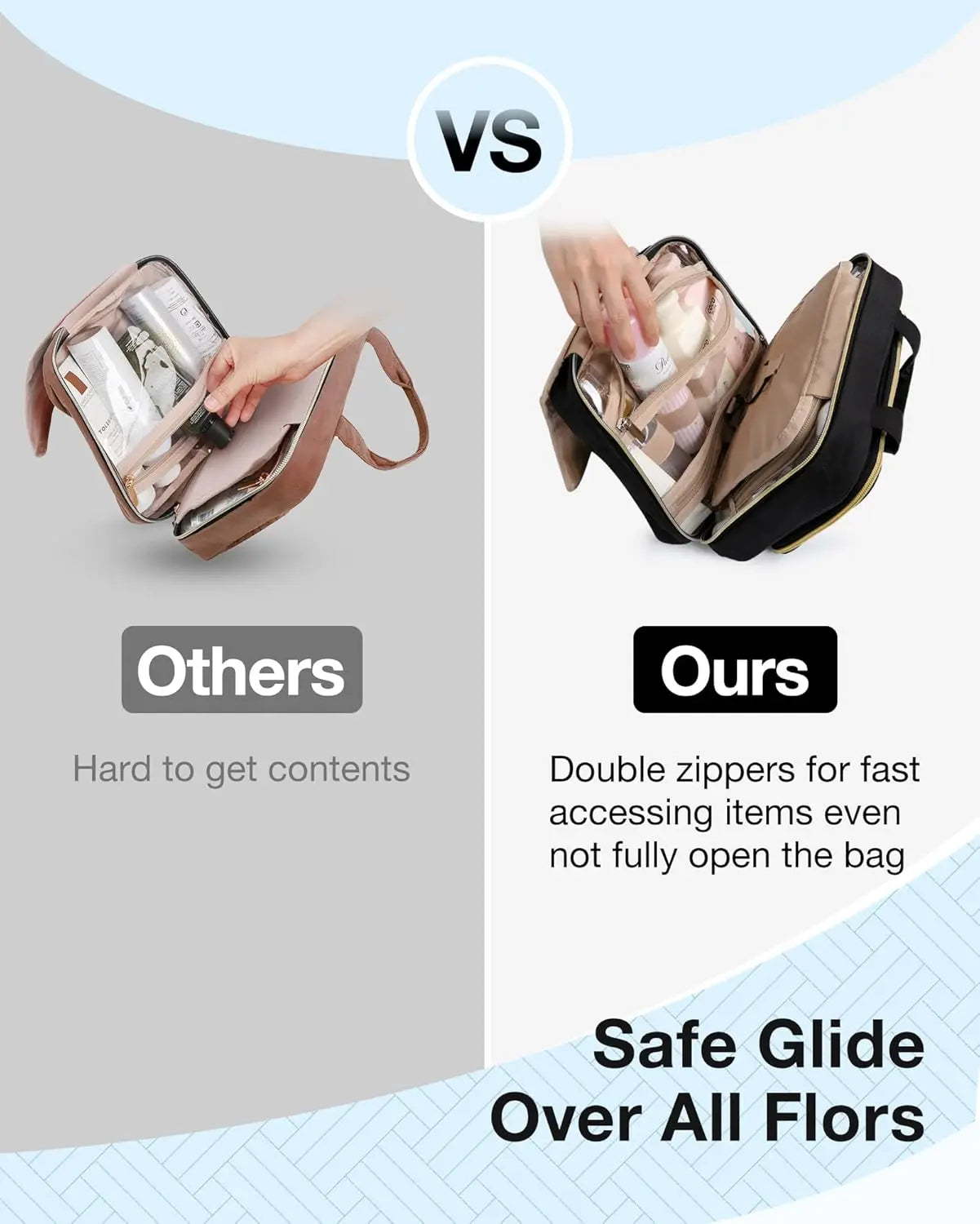 Toiletry Bag Hanging Travel Makeup Organizer with TSA Approved Transparent Cosmetic Bag Makeup Bag for Full Sized Toiletries, Me