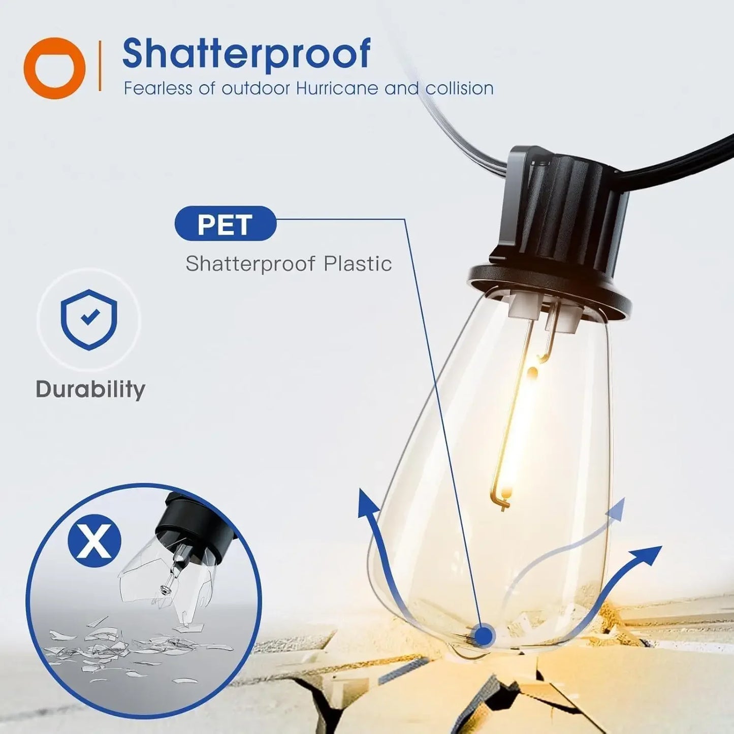 MIMIRGB Led Outdoor String Lights Waterproof Patio With Dimmable Bulbs