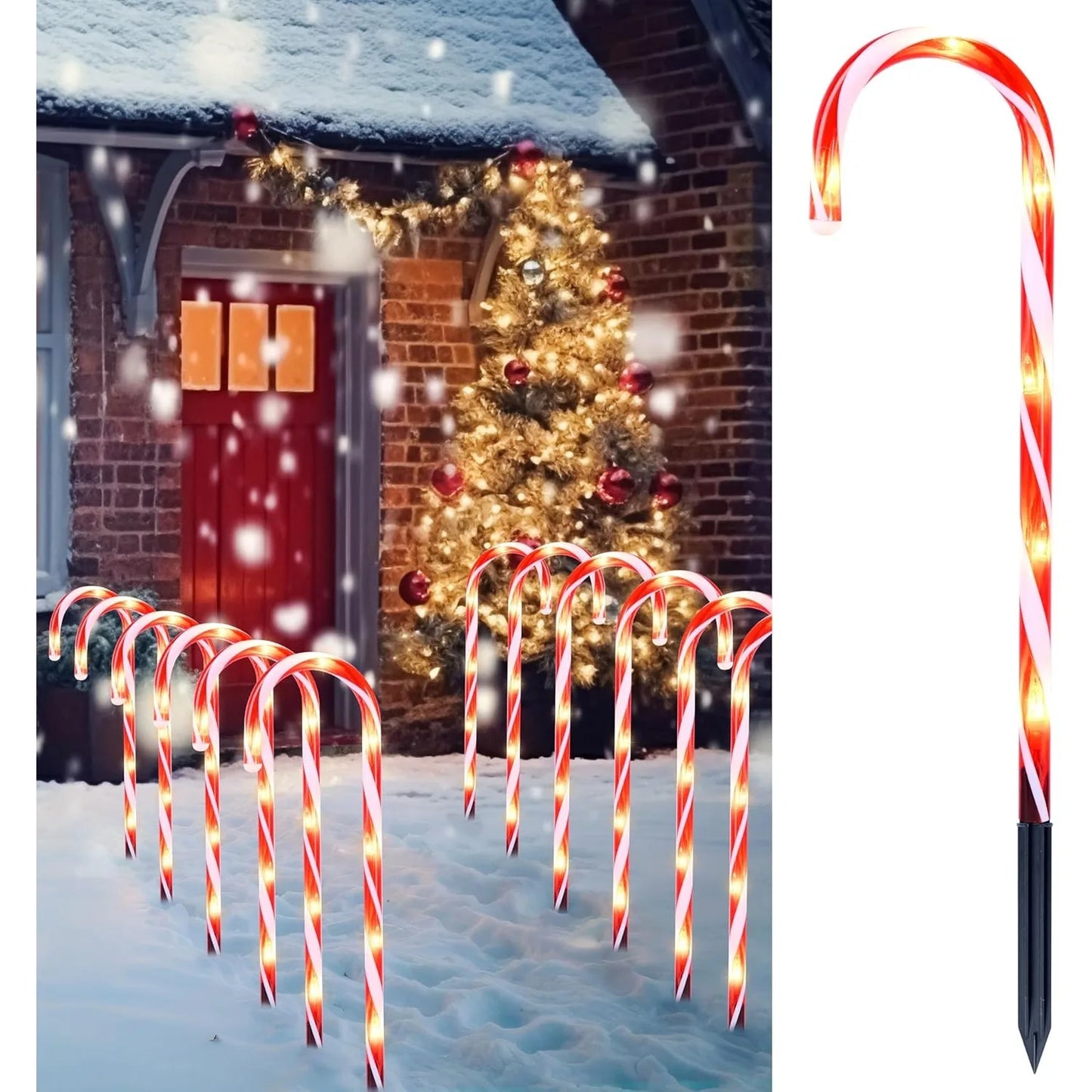 Joyfy Christmas Candy Cane Pathway Lights 12 Pack Warm White