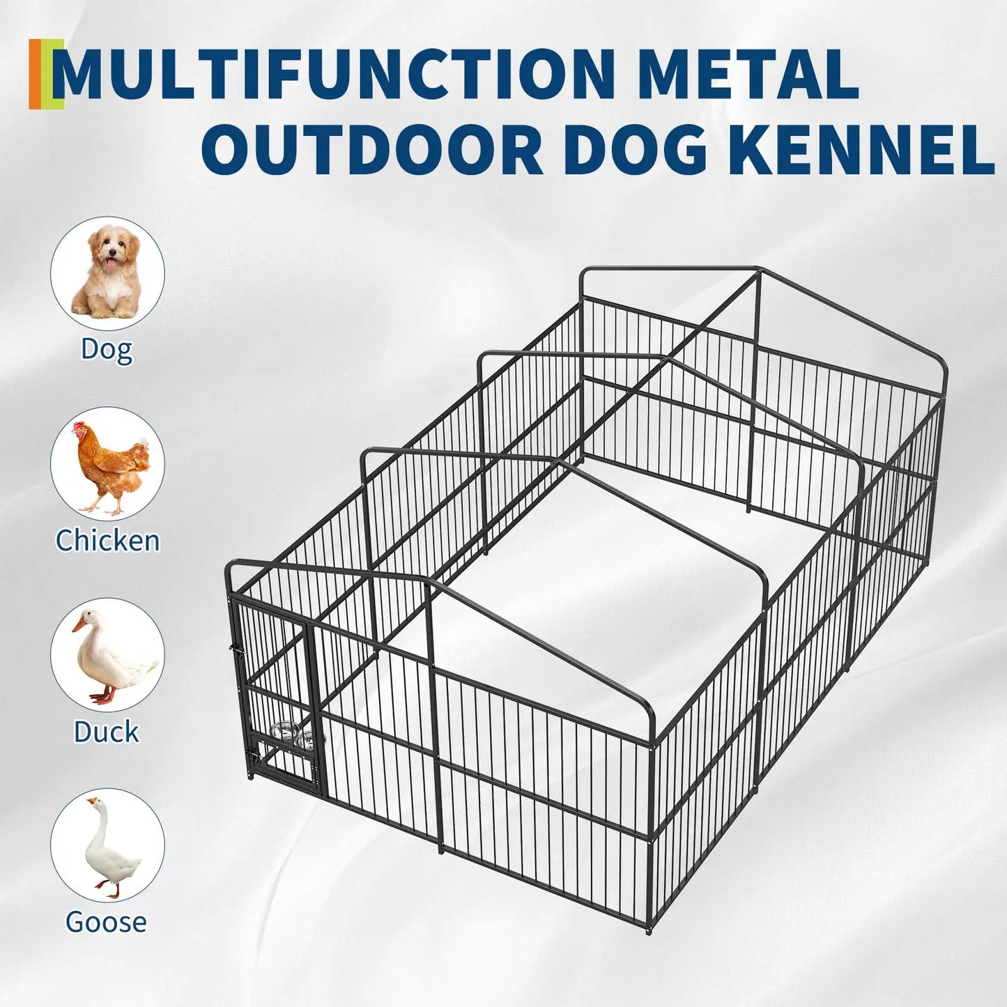 HiMISS Heavy Duty Outdoor Dog Kennel With Waterproof Cover And Feeding Door