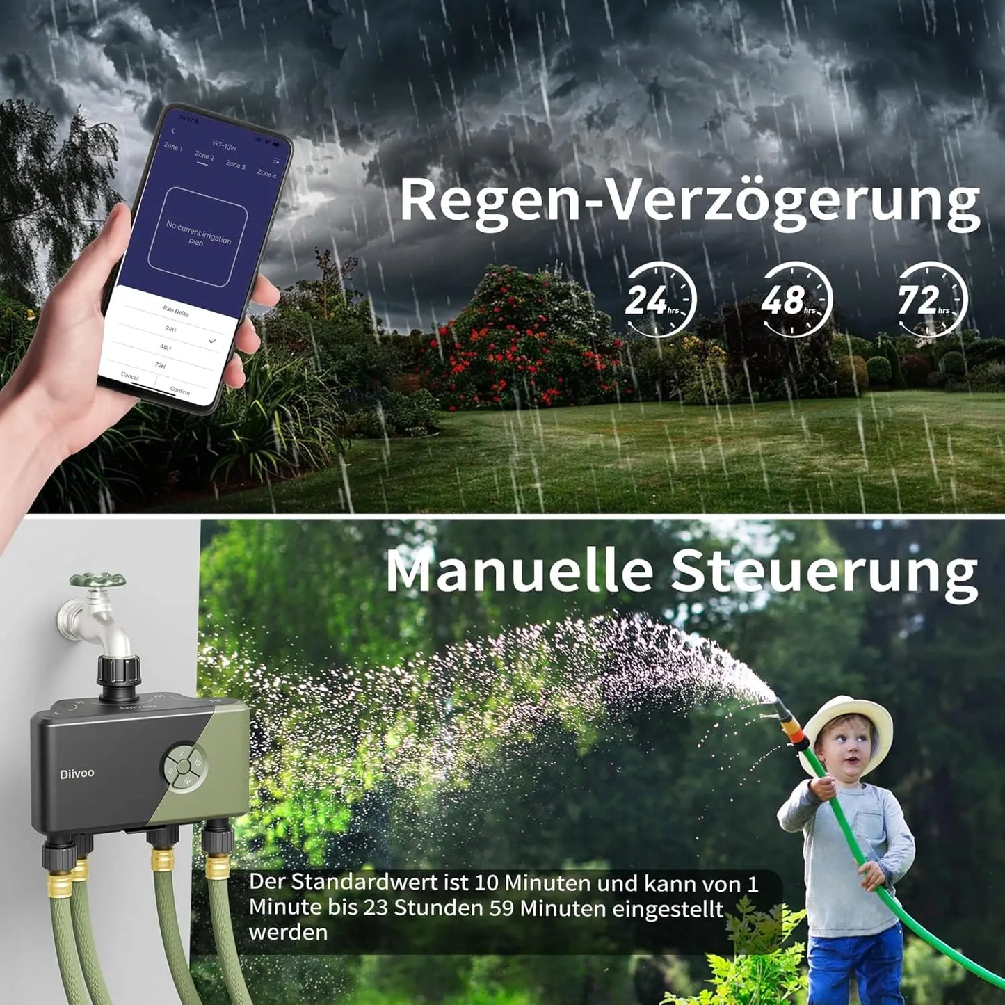 Diivoo Garden WiFi Water Timer 3/4 Zone Irrigation Controller