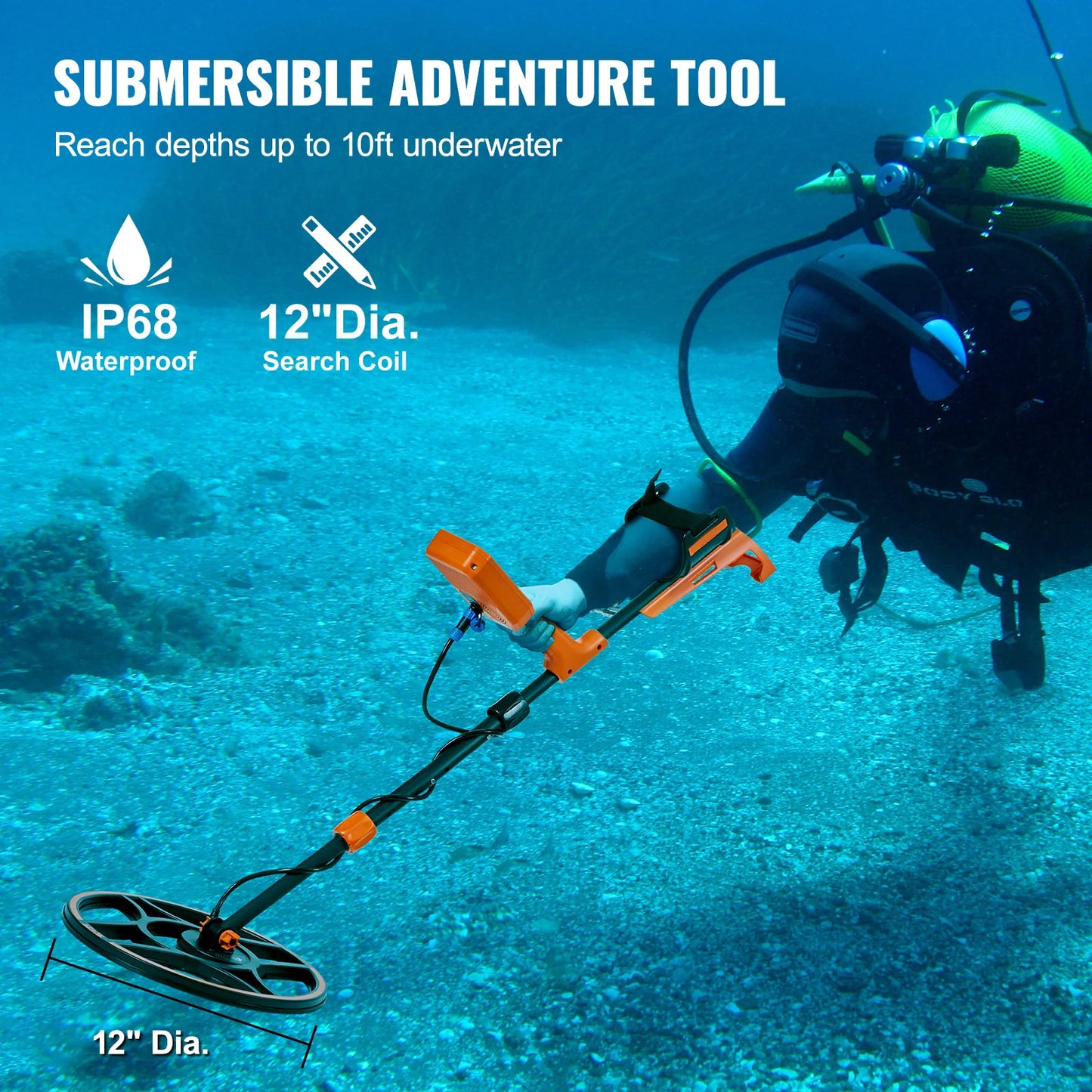SucceBuy Professional Rechargeable Metal Detector With IP68 Waterproof Coil