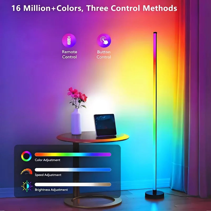 Music Sync RGB LED Floor Lamp Dynamic Color Changing Standing Light Romantic Ambient Light for Weddings, Parties, Hotels, Bedrooms, Gaming Rooms & Football Matches, Ideal Festival Gift
