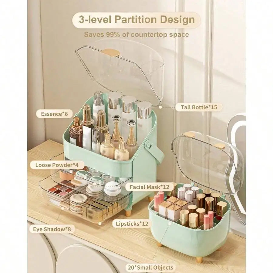 Makeup Organizer With Lipstick Holder Skincare Organizers Storage Box Cosmetic Display Cases Teen Girl Gifts Make Up Organizers