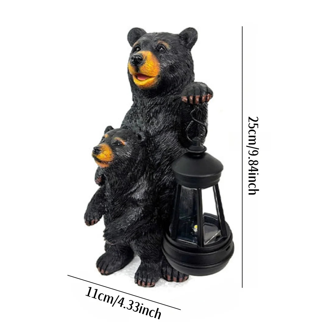 Solar Bear Mother And Cub Garden Statue Light Lantern