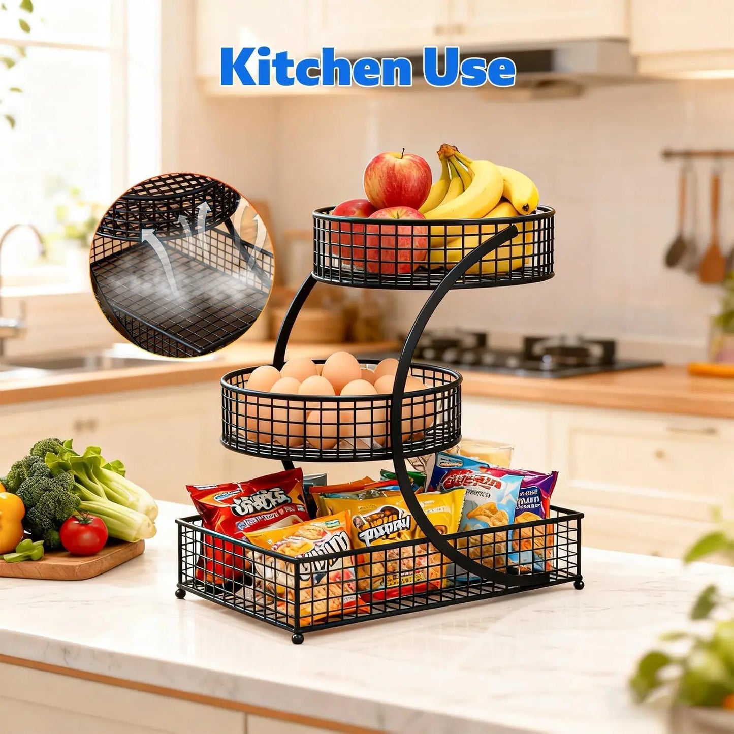 3 Layer Extra Large Cosmetic Storage Rack Polished Metal No Assembly Required for Bathroom Countertop Dressing Table Vanity